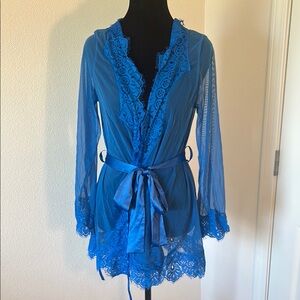 Frederick's of Hollywood Blue Lace Robe